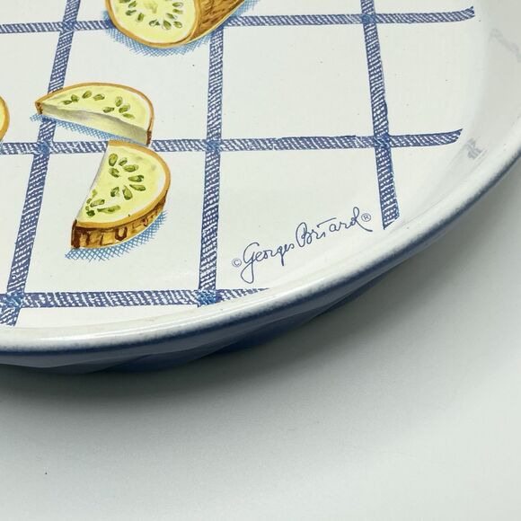 Vintage 70's Georges Briard Squash/Zucchini/Gourd Stoneware Baking Dish Blue - Picture 5 of 6